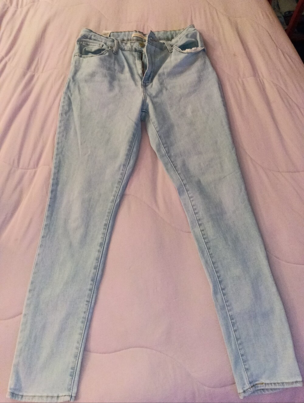 Levi's 721 High Waisted Baby Blue Skinny Jeans